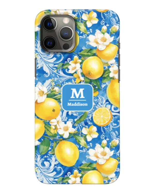 Elegant Lemon Citrus Monogram Personalized Name Case-Mate iPhone Case, Gifts for Girlfriend, Gifts for Girlfriend
