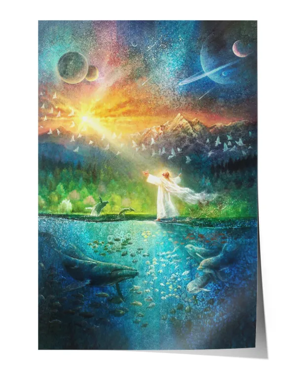 SYMPHONY OF PRAISE, JESUS AND NATURE, JESUS CANVAS, GOD CANVAS, CHRISTIAN WALL ART, POSTER