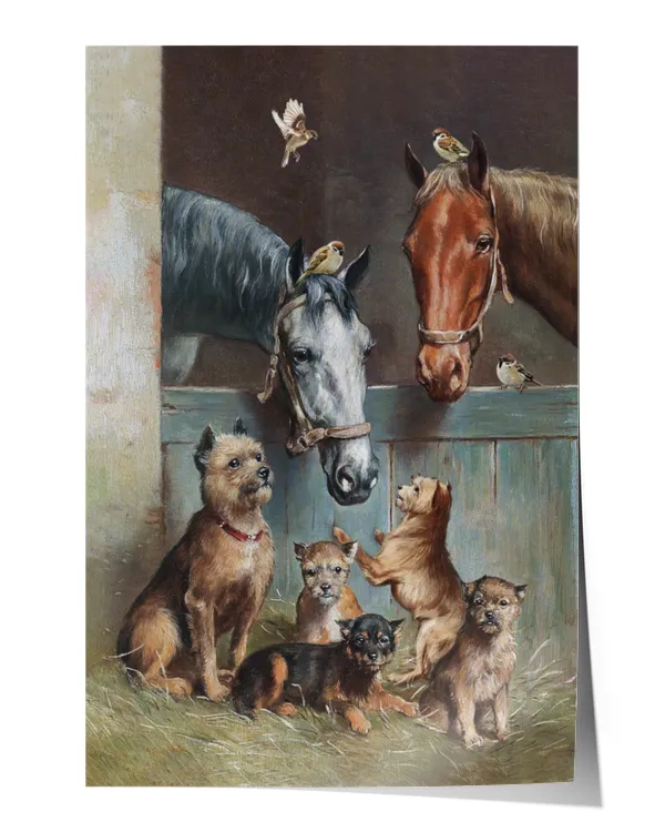 HORSE AND DOG CANVAS, HORSE WALL ART, HOME DECOR