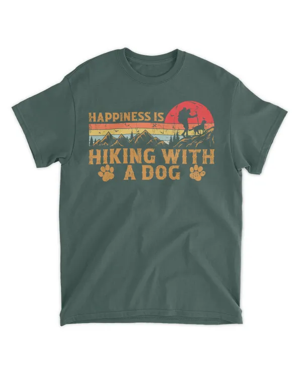 100% Organic Material (Organic So Can Wear While Hiking) - Happiness Is Hiking With A Dog Organic T-Shirt