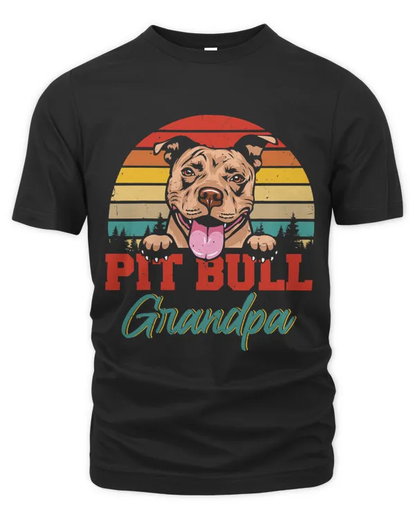 Vintage Retro Pit Bull Grandpa Cool Fathers Day Dog Lover