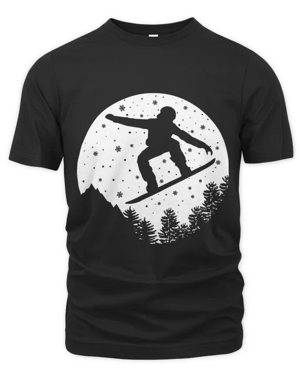Vintage Snowboarding Mountain Moon Snowboard Lover Man Woman