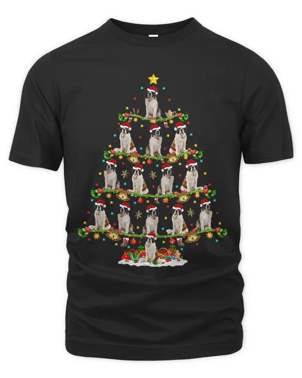Xmas Lights Santa Saint Bernard Dog Christmas Tree