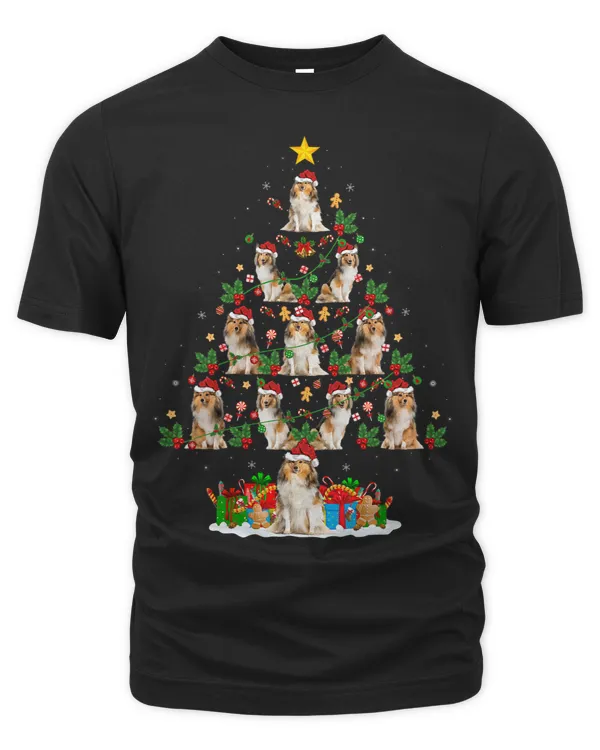 Xmas Lights Santa Shetland Sheepdog Christmas Tree 3