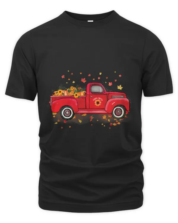 Fall Leaves Red Truck Pumpkins Sunflower Autumn Thanksgiving