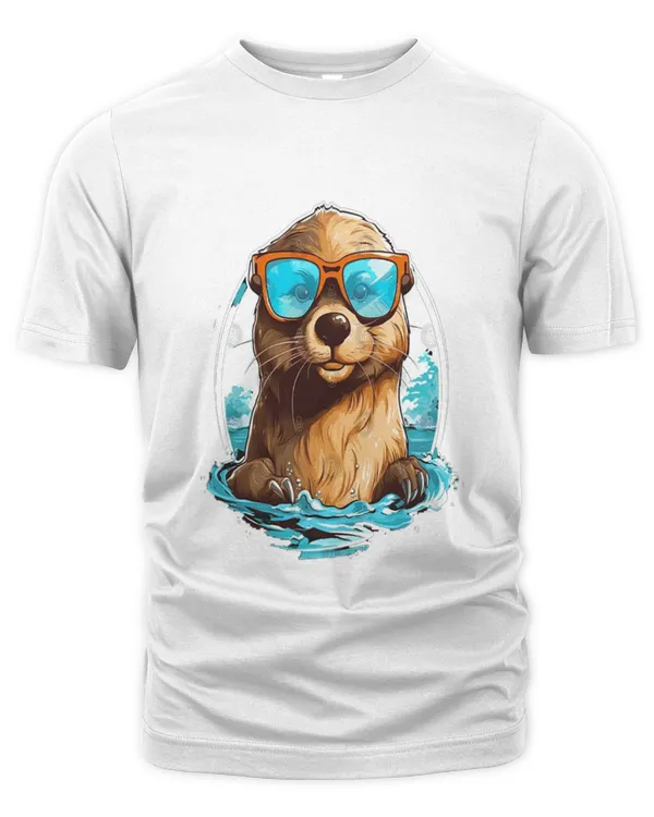 COOL OTTER WITH GLASS