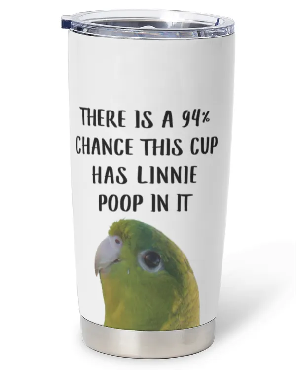 Funny Green Lineolated Parakeet Tumbler 20oz Gift for Linnie Lovers