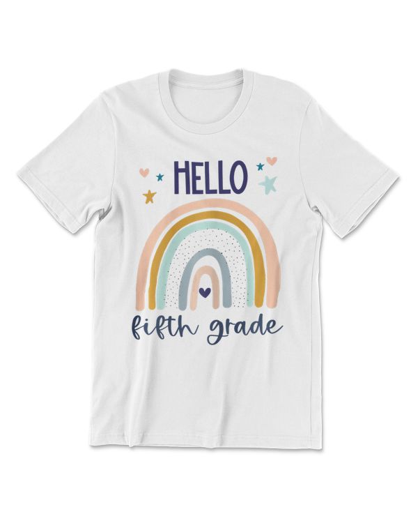 Hello Fifth Grade Retro Rainbow Cute for Teacher Girls T-Shirt
