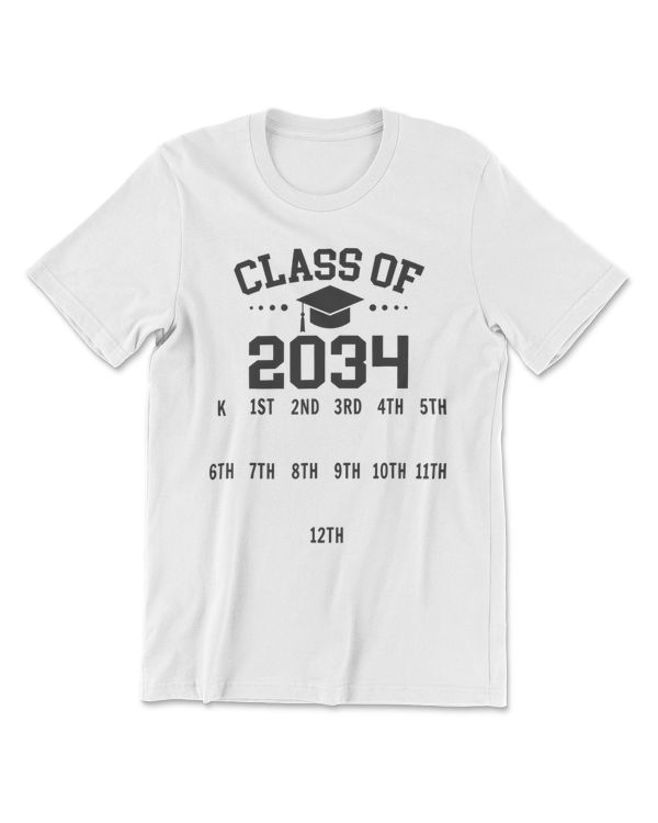 Kindergarten Class Of 2034 Grow With Me Space For Handprints T-Shirt
