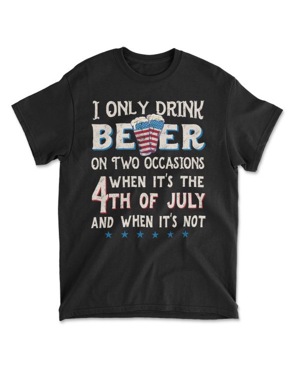 Funny 4th of July Beer Party Shirt with American Flag Men T-Shirt