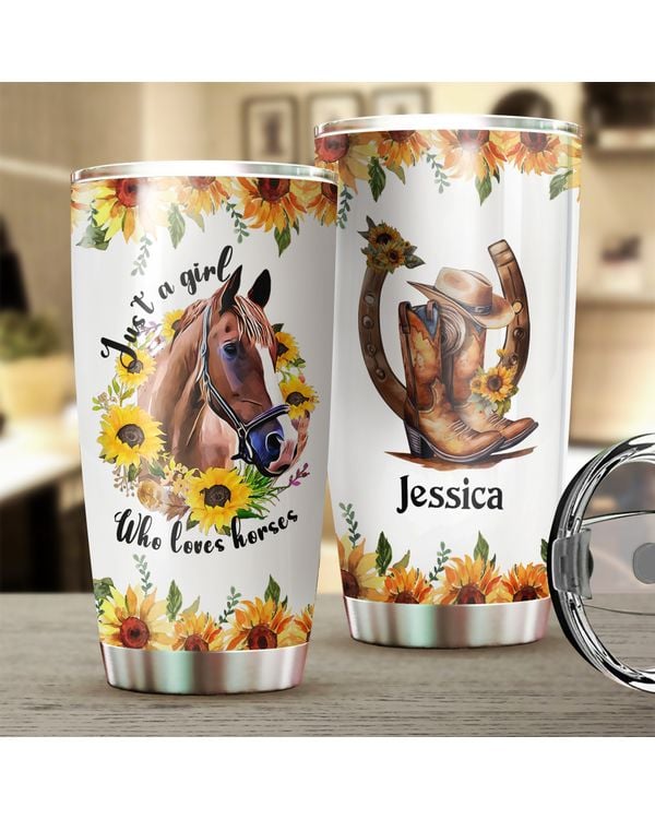 Custom Name Just A Girl Who Loves Horses Sunflower