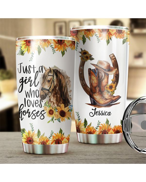 Custom Name Just A Girl Who Loves Horses Sunflower