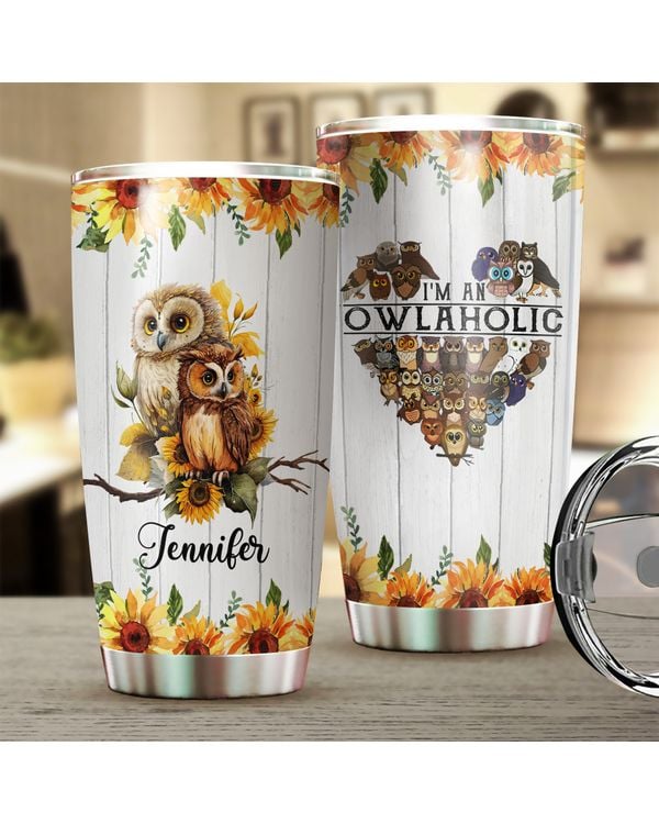 Personalized I'm An Owlaholic Sunflower Owl
