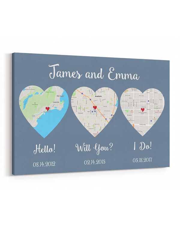 Personalized Custom Hello Will You I Do Map Canvas Print CS78