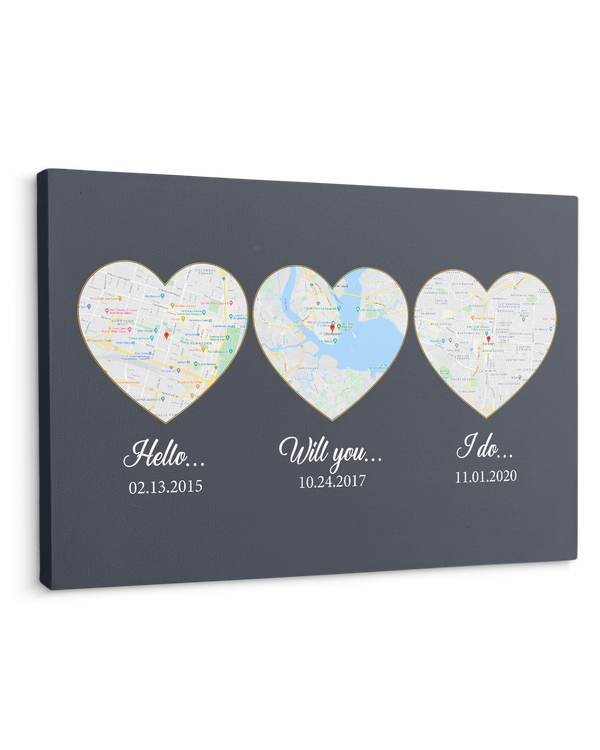 Personalized Custom Hello Will You I Do Map Canvas Print CS80