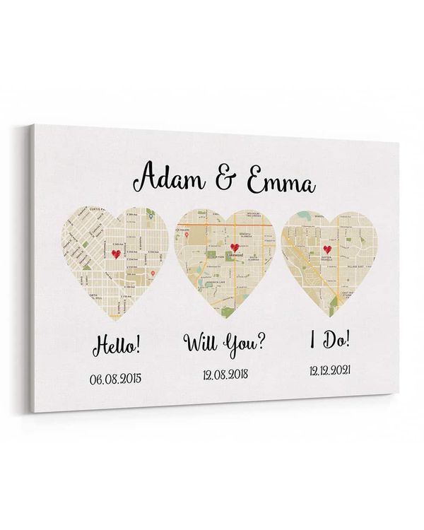 Personalized Custom Hello Will You I Do Map Canvas Print CS82