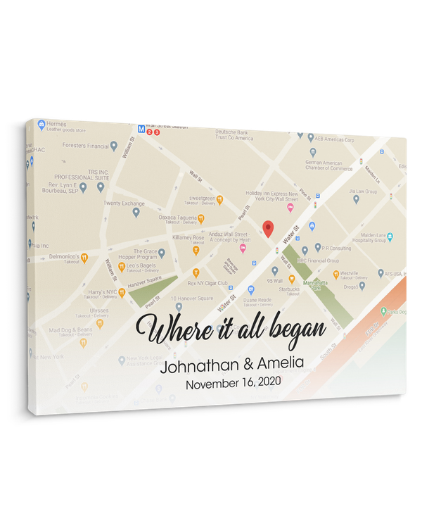 Personalized Custom Where It All Began Map Canvas Print CS87