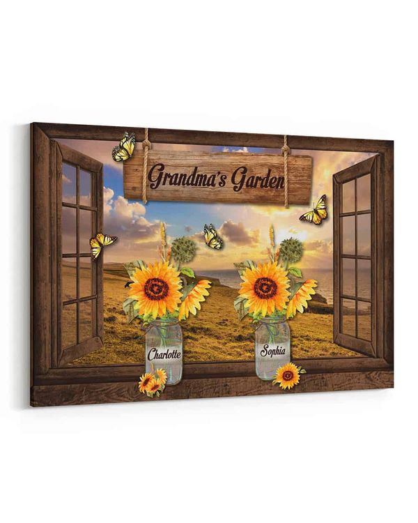 Personalized Custom Grandma's Garden Canvas Print Sunflower CS106