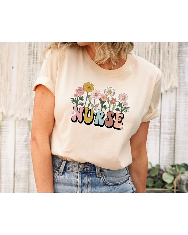 Wildflowers Nurse Shirt, Nurse Shirt For Work RN Nurse Shirt Registered Nurse Shirt Nursing School Tee Cute Nurse Shirt Nurse t-shirt Tshirt