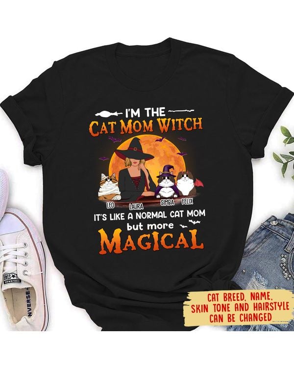 I‘M The Cat Mom Witch - Personalized Custom Women'S T-Shirt