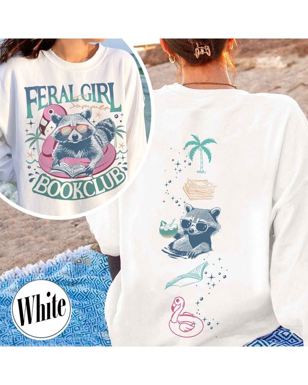 Book Girl Summer Sweatshirt, Beach Book Lover Summer Bookish Funny Reader, Feral Girl Summer, Bookish Shirt, Gift For Her, Romance Book