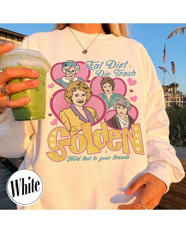 Eat Dirt Sweatshirt, Die Trash Stay Golden With Pocket Graphic Tee 90s Sitcom Mom Vibes, Sarcastic Mom, Funny Mom, Gift For Her, Gift For Friend