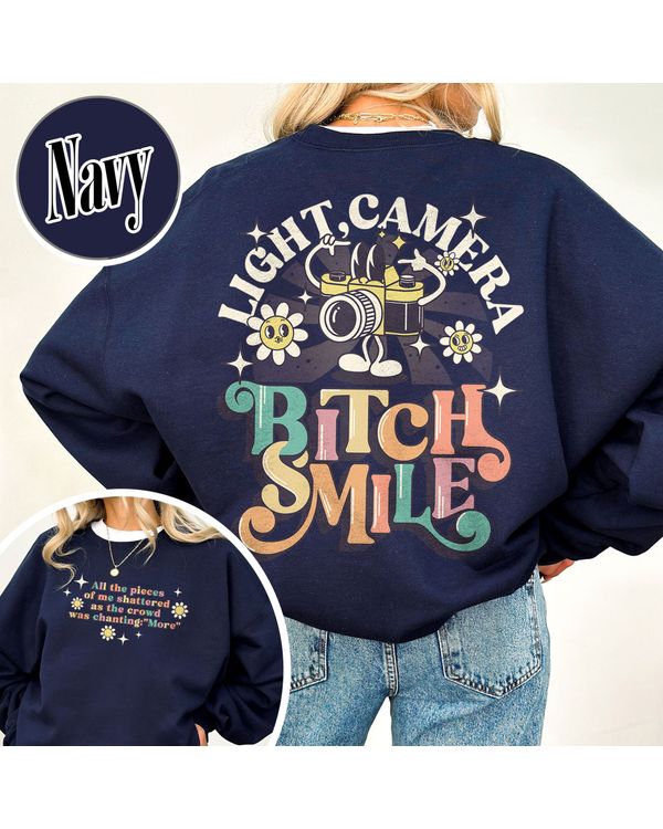 Lights Camera Smile Sweatshirt, Swiftie Merch, Ttp Lyrics Shirts, Unisex Concert, Gift For Friend, Ttdp Tshirt, Tortured Poets Tshirt