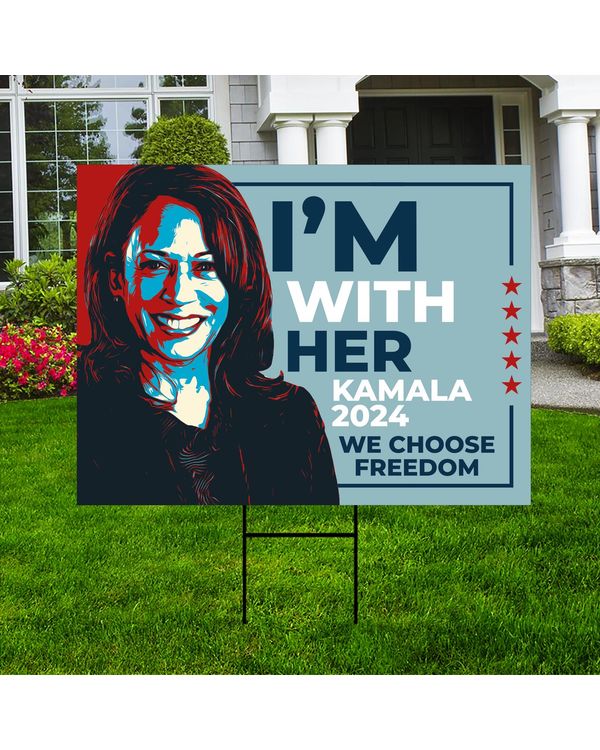 Kamala Harris Yard Sign Made in USA Size Large With Stake YS14