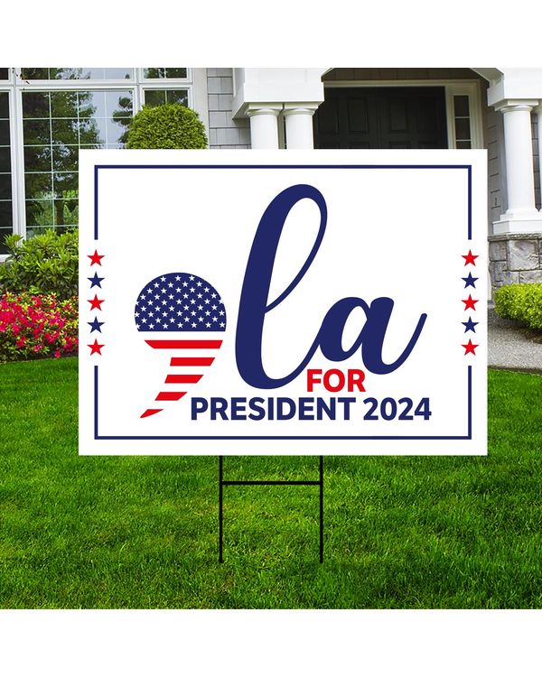 Kamala Harris Comma La Yard Sign Made in USA Size Large With Stake YS61