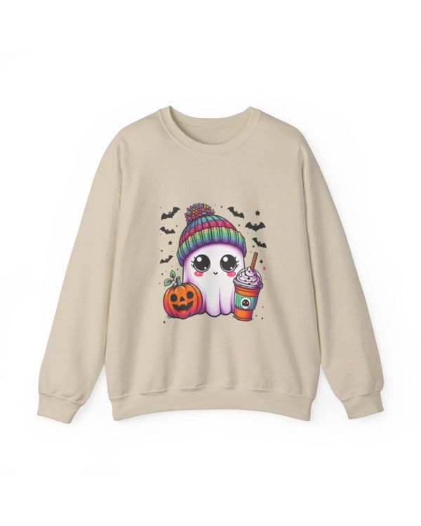 Pixie Ghost Unisex Apparel Relaxed Fit Printed Halloween Sweatshirt