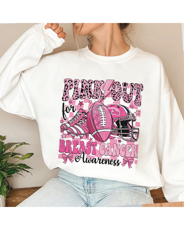 Pink Out For Breast Cancer Awareness Sweatshirt, Breast Cancer Shirt, Breast Cancer Football, Shirt For Breast Cancer Warrior, Pink Ribbon