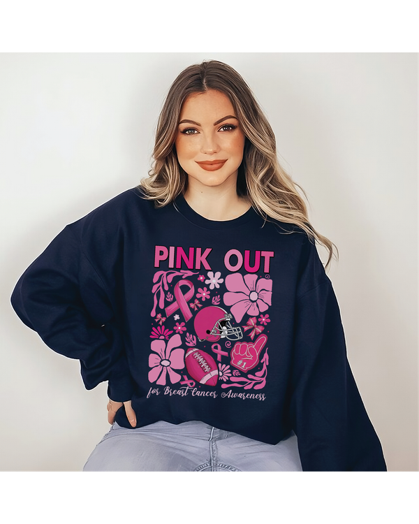 Pink Out For Breast Cancer Awareness Sweatshirt, Breast Cancer Shirt, Breast Cancer Football, Shirt For Breast Cancer Warrior, Pink Ribbon