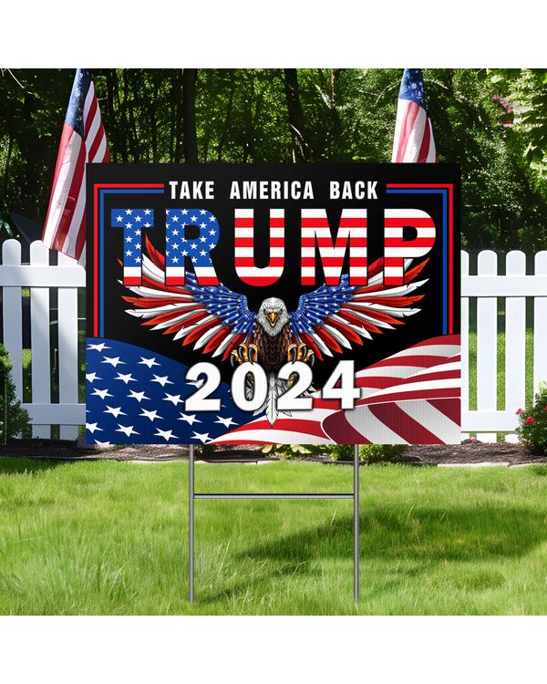 Trump 2024 Yard Sign Made in USA Size Large With Stake YS93