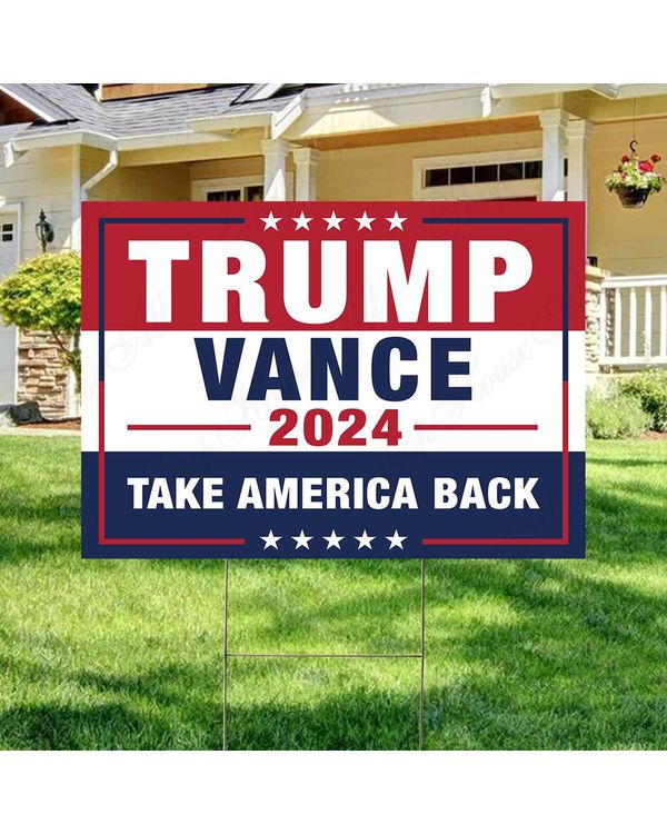 Trump Vance 2024 Yard Sign Made in USA Size Large With Stake YS101