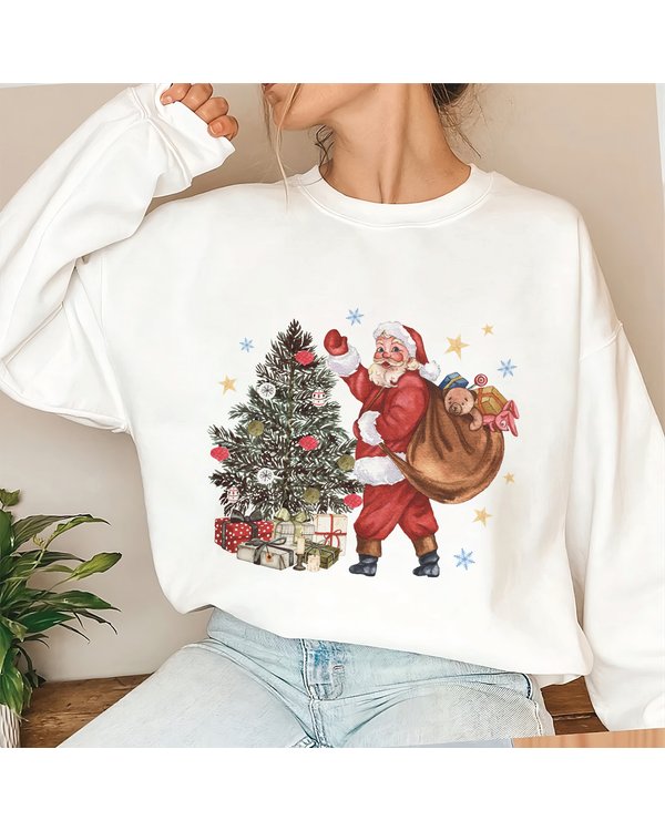Christmas Crewneck Sweatshirt, Retro Christmas Sweatshirt, Cute Santa Christmas, Christmas Gift, Tis the Season Christmas Shirt