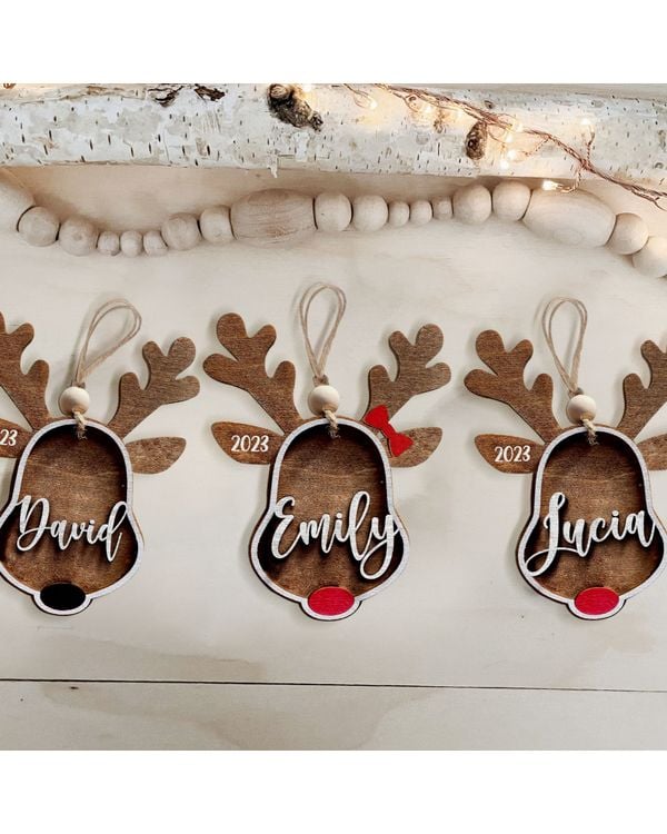 Personalize 2 layers wooden ornament - Deer