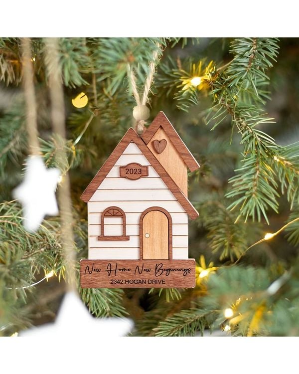 Personalize 2 layers wooden ornament - House