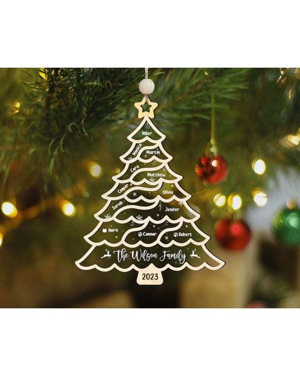 Personalize 2 layers wooden ornament-Tree