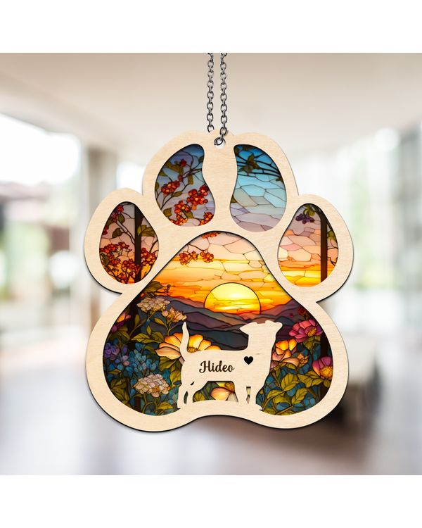 Custom Suncatcher Pet Paw Print Gift For Pet Lovers