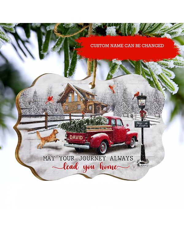 Personalized Christmas Red Truck Wooden Ornament - Christmas Decor , Gift For Farm