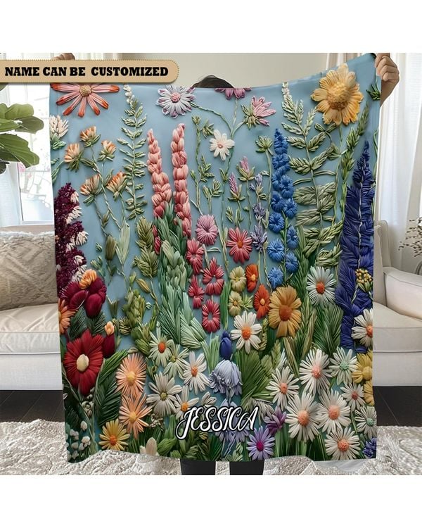 Personalized Beautiful Flowers Blanket