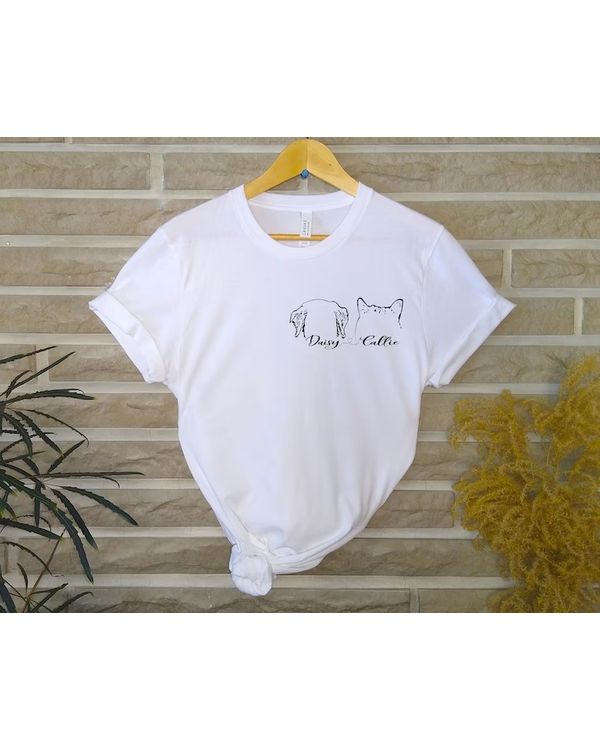 Custom Pet Ears Outline Heart Shirt