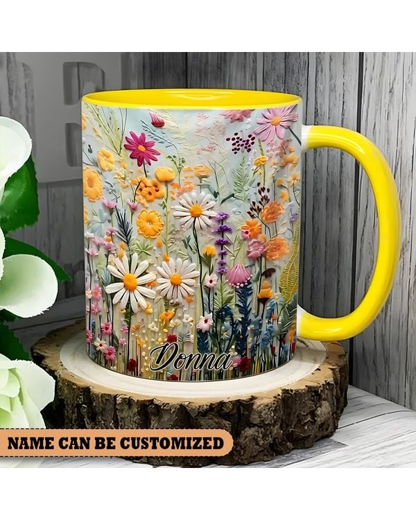 Personalized Beautiful Flowers Accent Mug