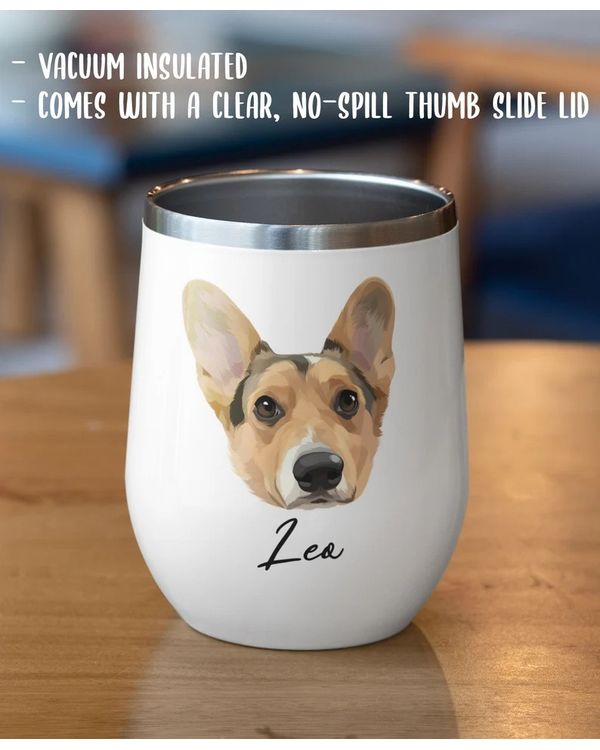 Custom Pet Face Portrait Wine Tumbler