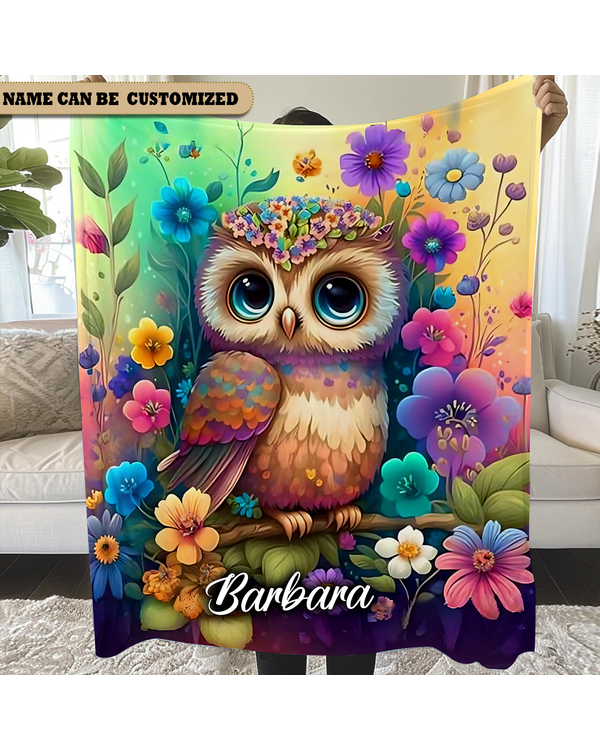 Personalized Owl Flowers Blanket