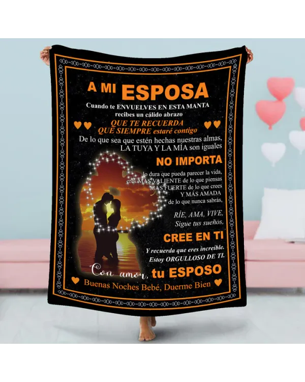 ES - MANTA A MI ESPOSA CUANDO TE ENVUELVES ESTA MANTA CON AMOR TU ESPOSO