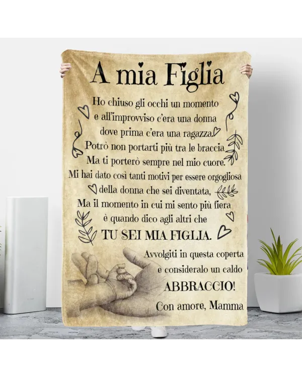 IT - Coperta A mia Figlia Ho chiuso gli occhi un momento ABBRACCIO Con amore Mamma