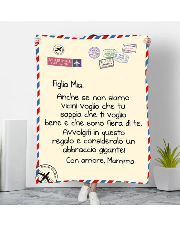 IT - Coperta Figlia mia anche se non siamo vicini Con amore Mamma