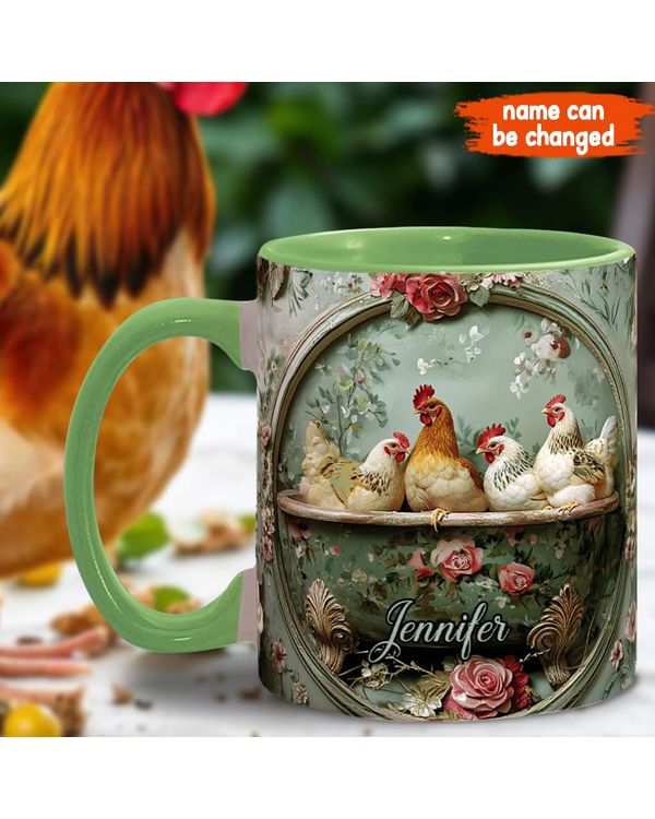 Chicken Flowers Accent Mug 15oz