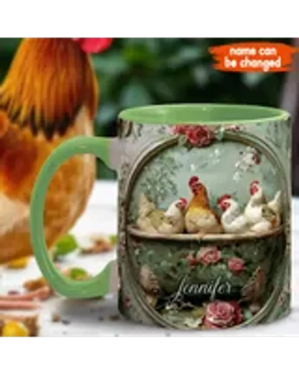 Chicken Flowers Accent Mug 15oz